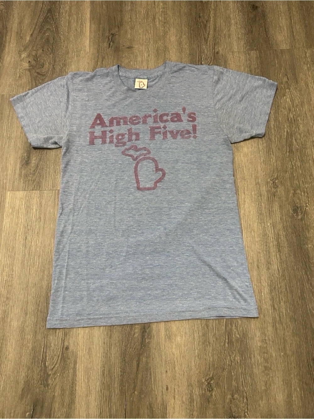 Michigan America's High Five T-Shirt Souvenir Graphic Tee Vintage Style Size S